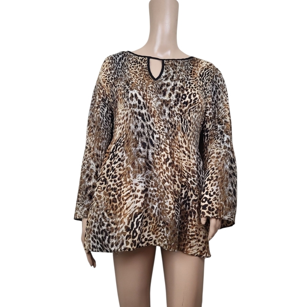 Spense Leopard Print Pleated Women's Top - Picture 1 of 4